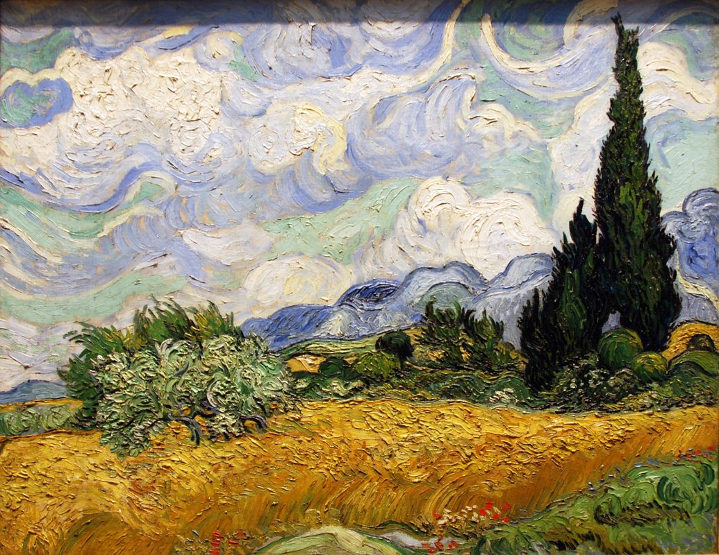 Top Met Paintings After 1860 03-1 Vincent van Gogh Wheat Field with Cypresses